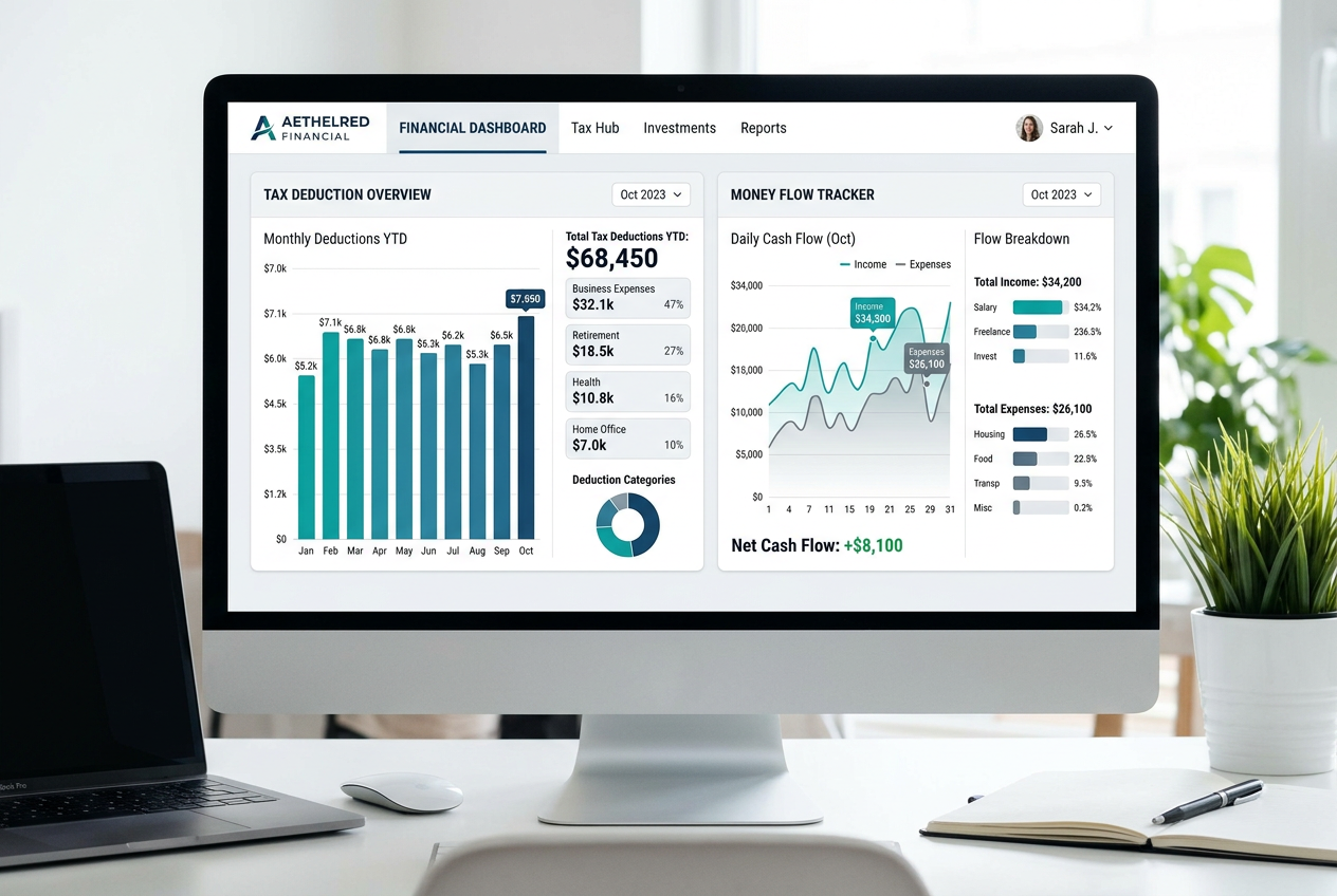 Panel finansowy z wykresami dotyczącymi rozliczeń podatkowych w grach